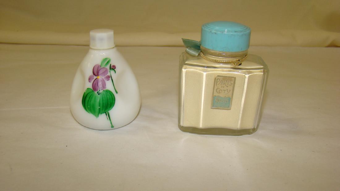 MILK GLASS PERFUME BOTTLE & COTY SACHET BOTTLE (1 of 3)