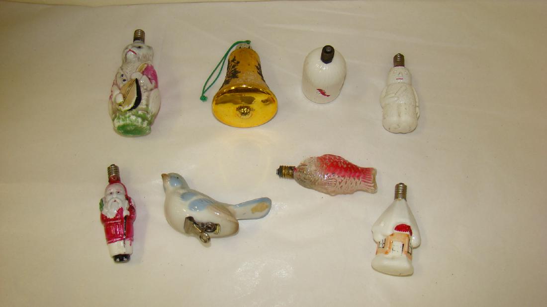 6 ANTIQUE GLASS CHRISTMAS TREE LIGHTS - BELL ORNAM (1 of 6)