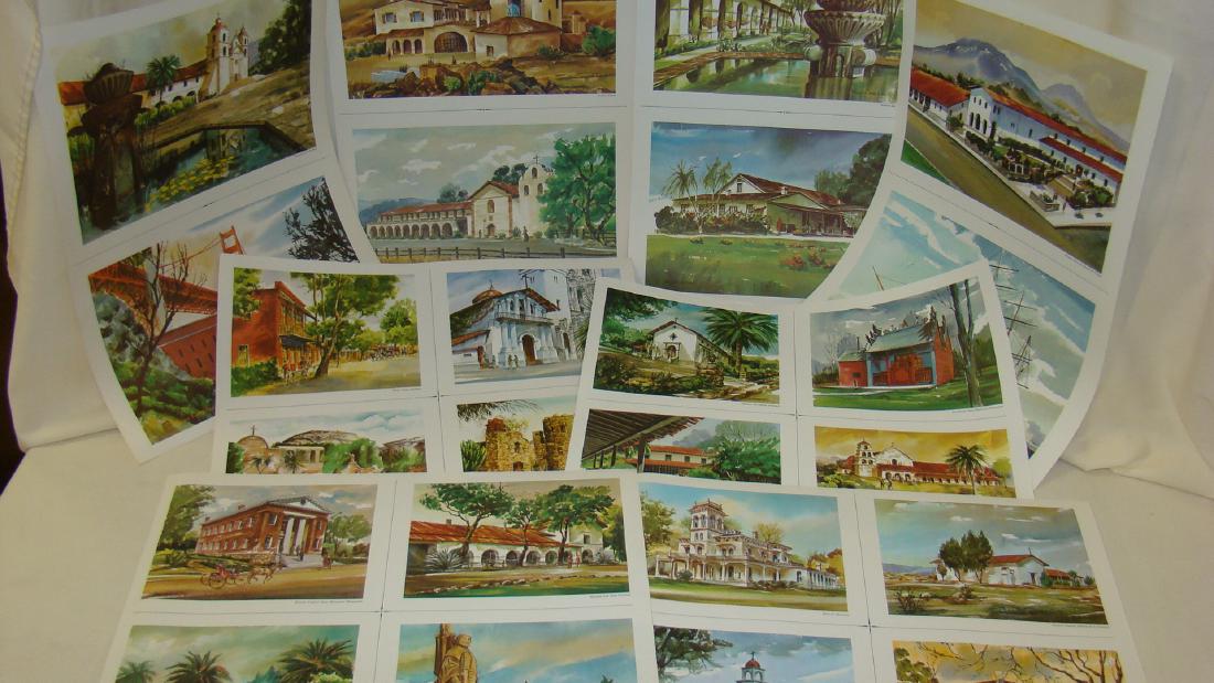 8 STANDARD OIL ILLUSTRATED CALIFORNIA ADS: 8 VARIOUS 1969 STANDARD OIL ILLUSTRATED CALIFORNIA ADS - HISTORICAL AND MISSIONS