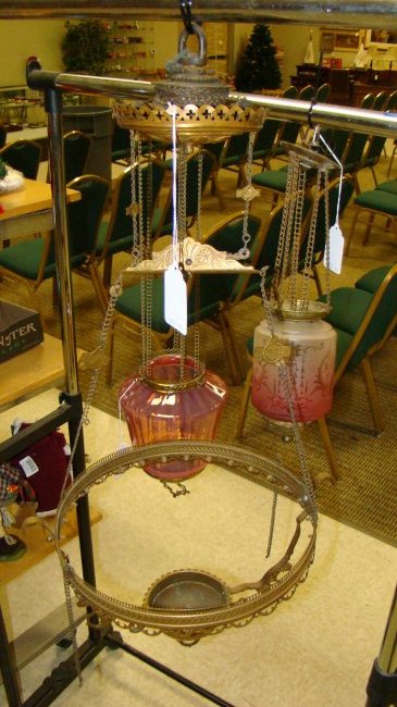 VICTORIAN METAL HANGING LIGHT - NO SHADES (1 of 3)