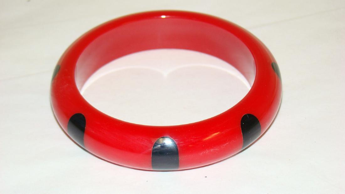 RED AND BLACK POLKA DOT BRACELET/BANGLE (1 of 2)