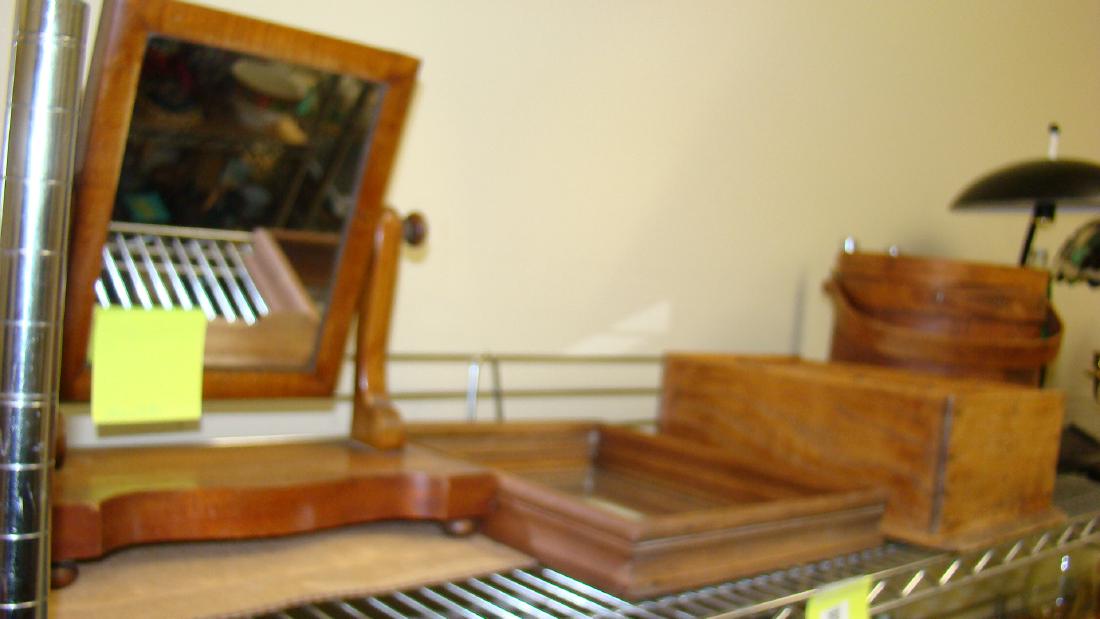 SHELF LOT OF WOODEN ANTIQUE PIECES (1 of 3)