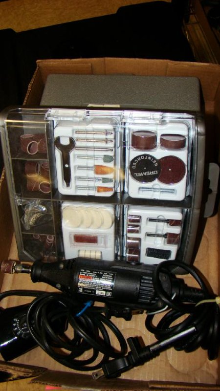 DREMEL 2001 AND ACCESSORIES: BOX LOT - DREMEL ROTARY TOOL - ACCESSORY KIT AND A PARTIAL ACCESSORY KIT
