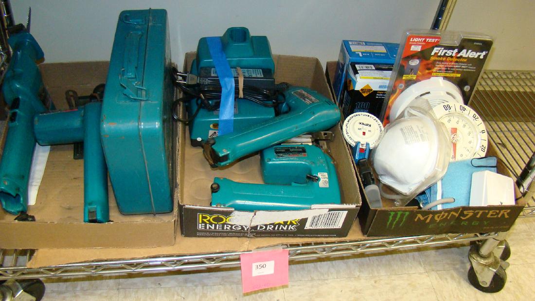 MAKITA TOOLS-LARGE LOT WITH CHARGER AND MORE: MAKITA TOOLS-LARGE LOT WITH CHARGER -NO BATTERIES FOUND-HOME EQUIPMENT