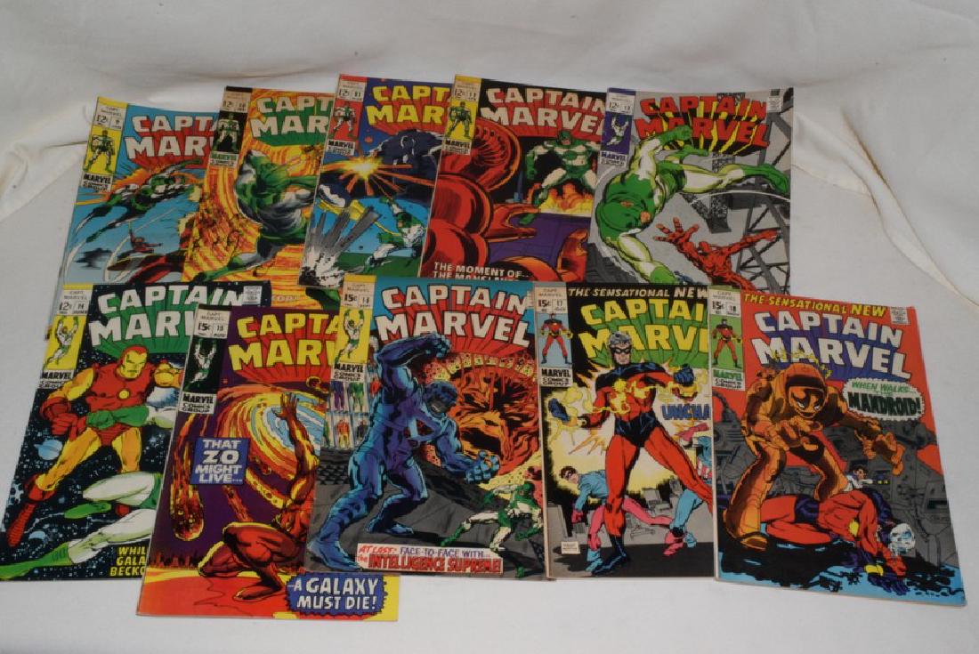 1969 ISSUES 9-18 MARVEL COMICS CAPTAIN MARVEL: 1969 ISSUES 9-18 MARVEL COMICS CAPTAIN MARVEL - VARIOUS CONDITIONS- NO MAJOR DAMAGE, RIPS, OR TEARS. MINOR CORNER EDGE WEAR & BENDING.