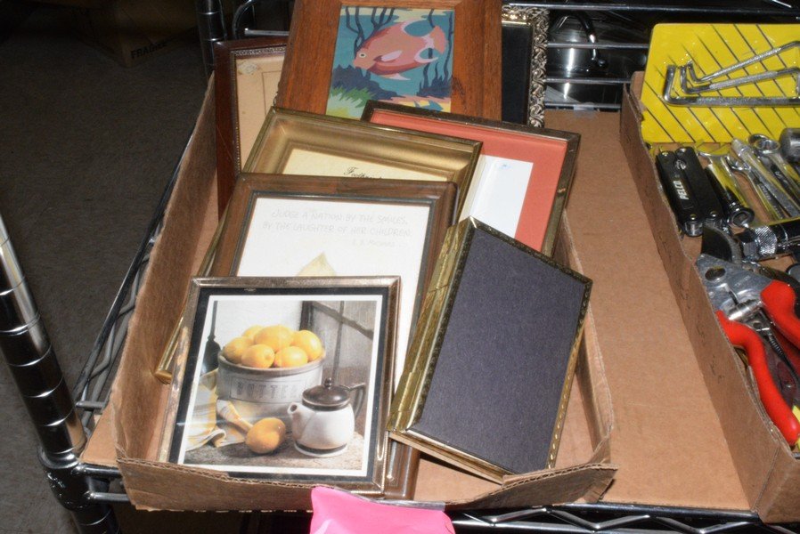 VINTAGE FRAMED PRINTS: VINTAGE FRAMED PRINTS-PAINT BY NUMBERS OF A FISH NUMEROUS SMALL FRAMED PRINTS- AS-IS