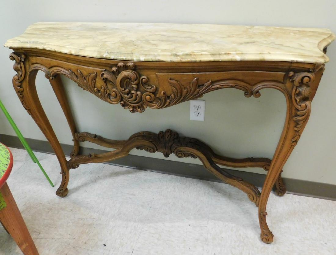 MARBLE & WOOD ENTRY TABLE (1 of 5)