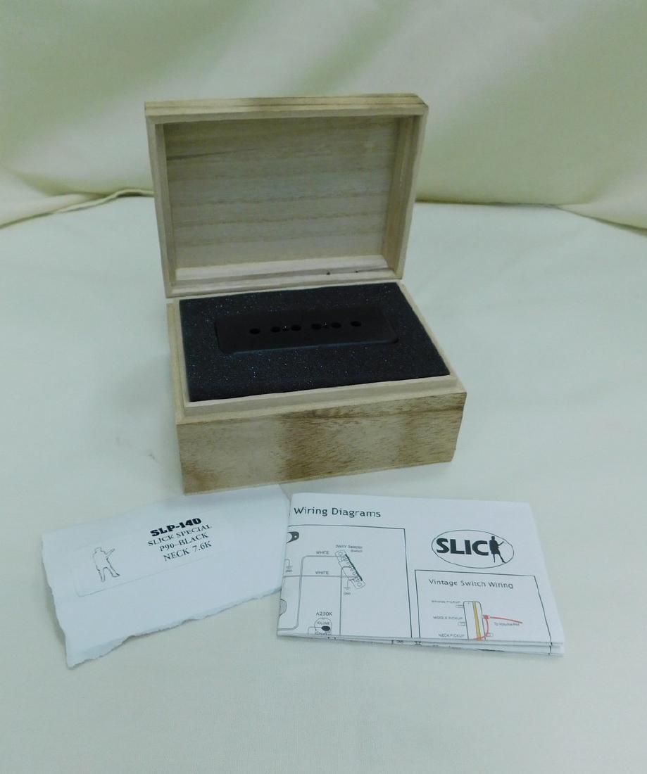 SLICK SPECIAL NECK: SLICK SPECIAL NECK - SLP 140 - P90 BLACK - 7.6K - INCLUDED WIRING DIAGRAM - APPEARS NEW IN ORIGINAL WOOD PACKAGING BOX