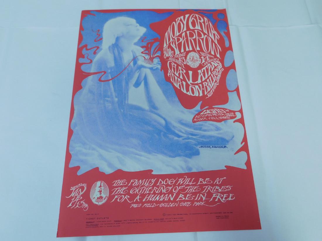 MOBY GRAPE - THE SPARROW - CHARLATON CONCERT POSTE: MOBY GRAPE CONCERT POSTER - CHARLATON AND THE SPARROW - FAMILY DOG PRODUCTIONS - ORIGINAL TYPE 1 - 20'' x 14'' - VERY MINOR WEAR - DOUBLE H MARK UNDER THE FAMILY DOG PHONE NUMBER - CODE NO. 43 (1) - A