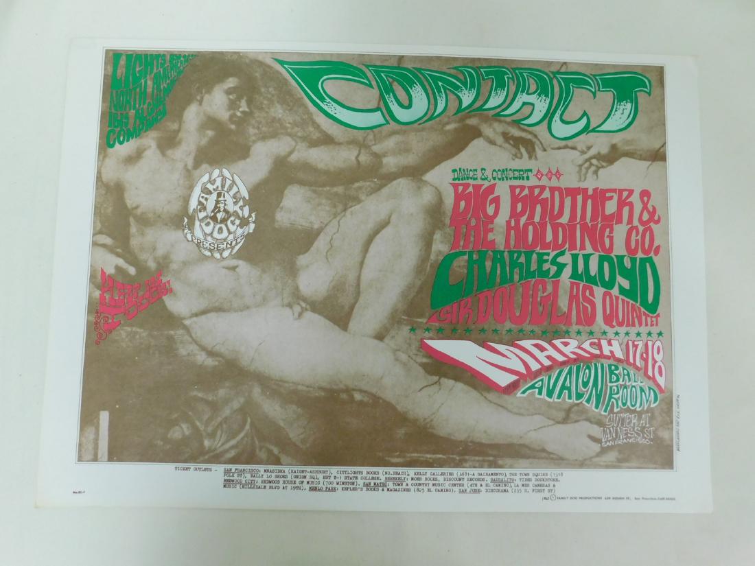 1967 CONCERT POSTER -ORIGINAL - BIG BROT: 1967 ORIGINAL ROCK CONCERT POSTER FOR BIG BROTHER AND THE HOLDING CO. - FAMILY DOG PRODUCTIONS - 14.25'' x 26'' - NO. 52-1 - BEAUTIFUL CONDITION