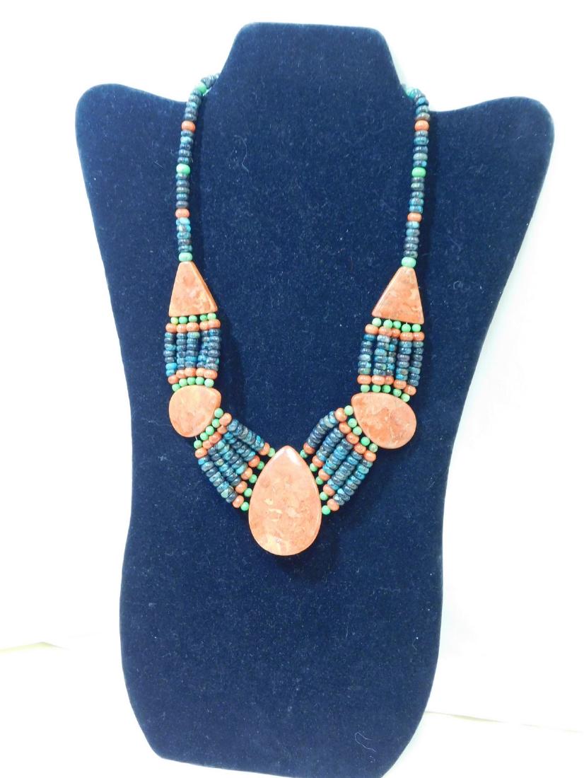 MULTI-COLOR STONE BEADED NECKLACE -925 SILVER CLAS (1 of 3)