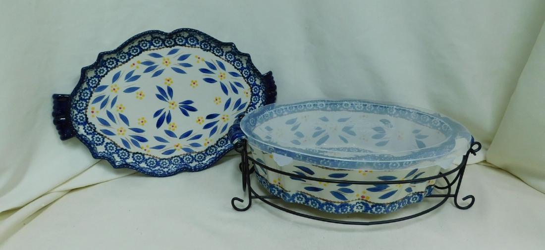 TEMP-TATIONS POTTERY TRAY AND CASSEROLE WITH METAL (1 of 7)