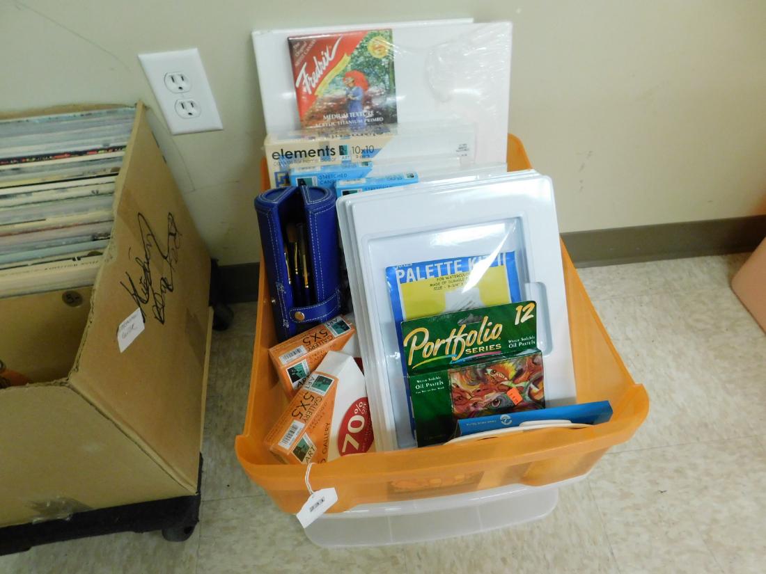 PLASTIC STORAGE DRAWER WITH VARIOUS ART SUPPLIES (1 of 4)