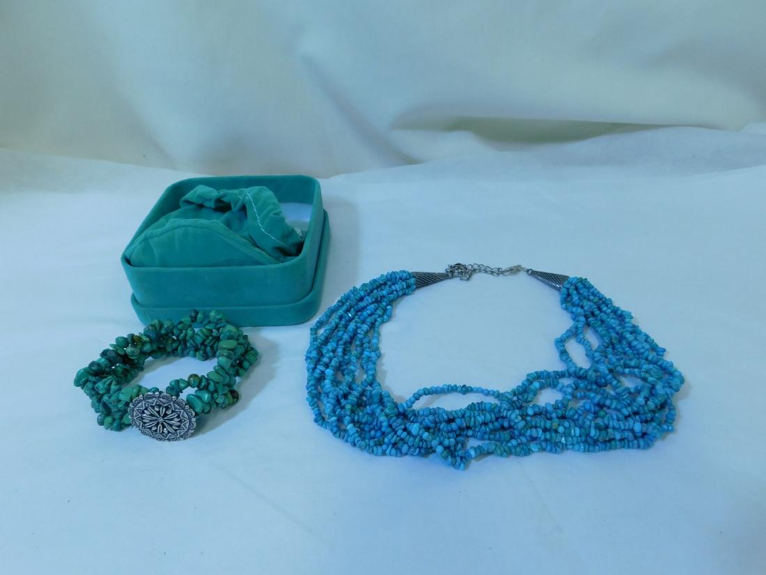 18 INCH MULTI-STRAND TURQUOISE BEAD NECKLACE AND MORE (1 of 4)