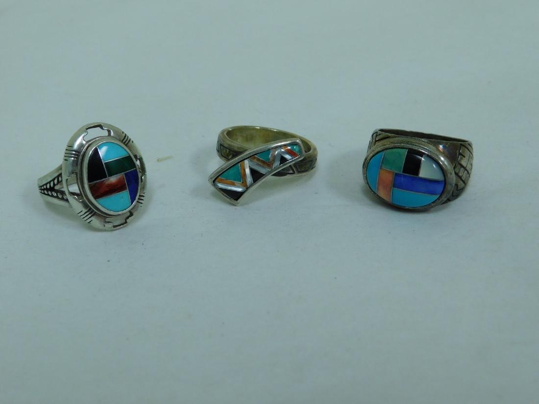 3 VARIOUS 925 SILVER WITH INLAID TURQUOISE DESIGN (1 of 10)