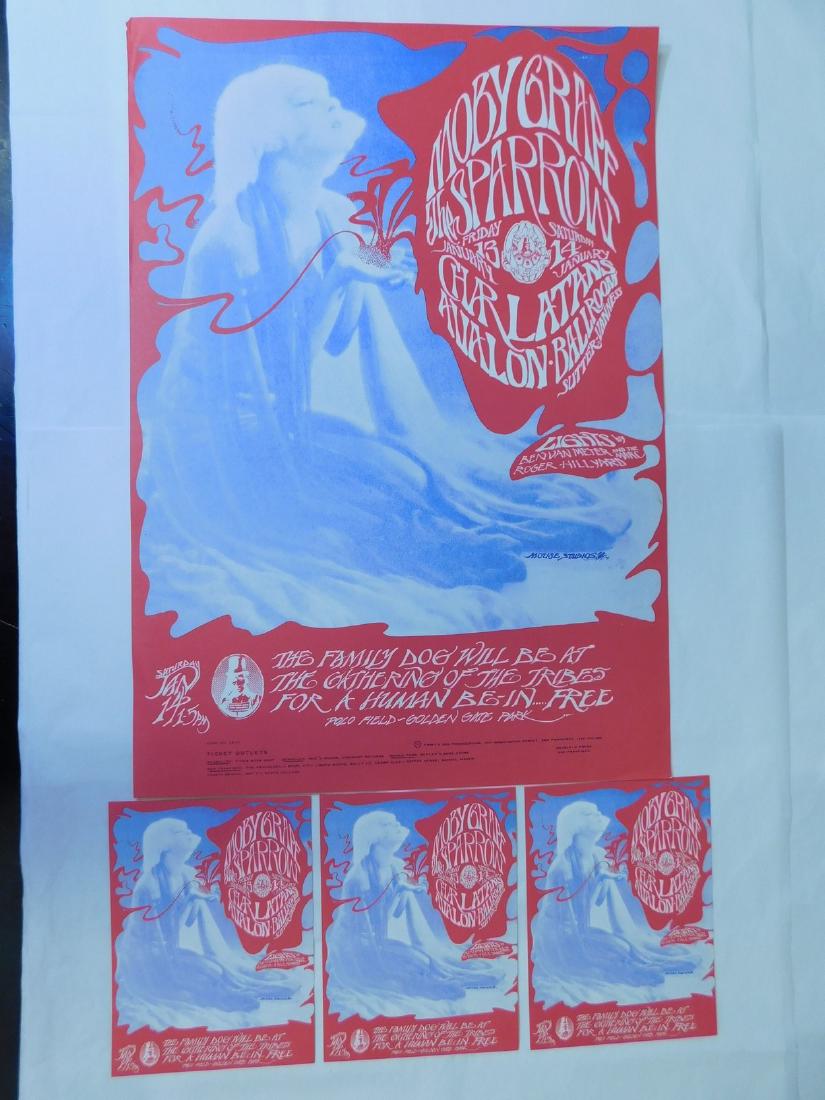 VINTAGE MOBY GRAPE CONCERT POSTER & MORE: VINTAGE MOBY GRAPE CONCERT POSTER & MORE - JANUARY 13 & 14 - AVALON BALLROOM - MOBY GRAPE - THE SPARROW - CHARLATANS - POSTER CODE 43-1 - TOP LEFT CORNER BENT - BOTTOM RIGHT SMALL BEND - 14X20 INCHES