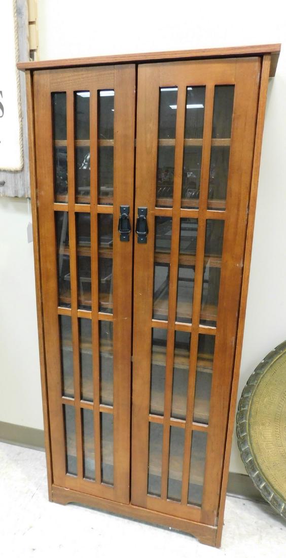BROWN GLASS FRONT CABINET (1 of 3)