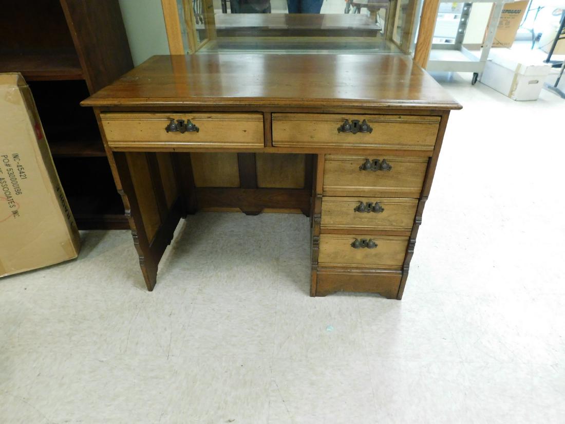 ANTIQUE KNEE HOLE DESK (1 of 5)