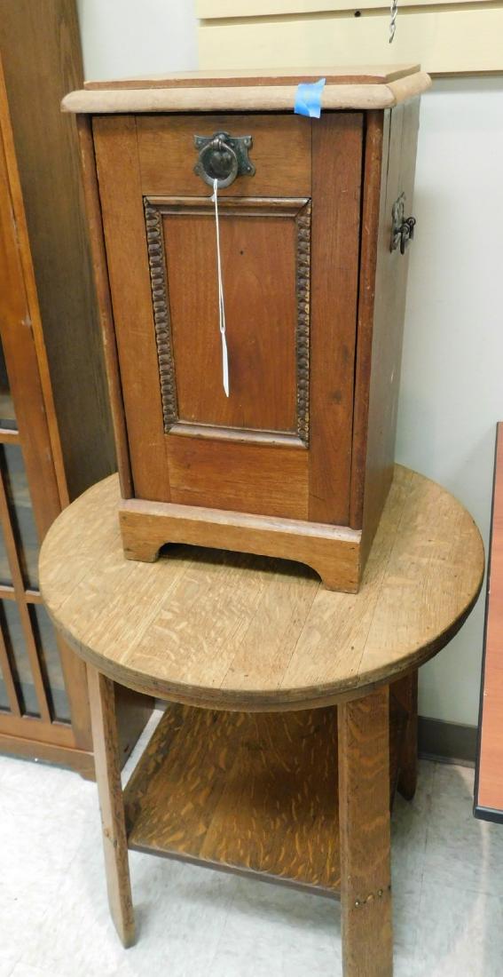 CRAFTSMAN STYLE SIDE TABLE AND A VINTAGE COAL CABI (1 of 4)