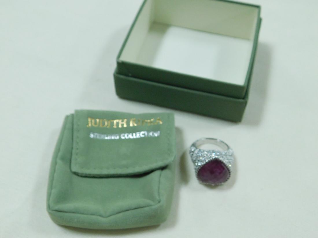 JUDITH RIPKA 925 SILVER AND RUBY LIKE HEART RING (1 of 4)