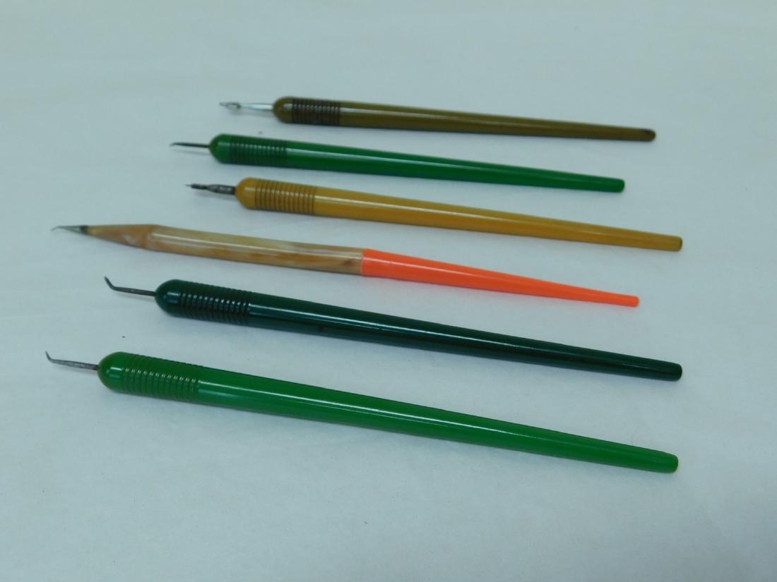 VINTAGE BAKELITE DENTAL? TOOLS: VINTAGE BAKELITE DENTAL? TOOLS - 5 DENTAL PICKS & MORE - ORANGE PICK NOT BAKELITE