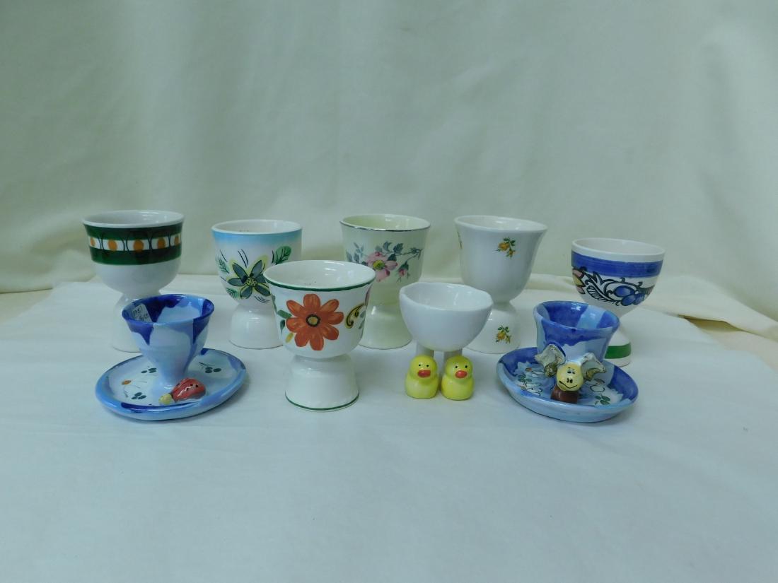 WHIMSICAL & DOUBLE EGG CUPS: WHIMSICAL & DOUBLE EGG CUPS - EGG CUP WITH LITTLE CHICK FEET - MOOSE & LADY BUG EGG CUPS - VARIOUS DOUBLE EGG CUPS WITH FLORAL MOTIF & MORE