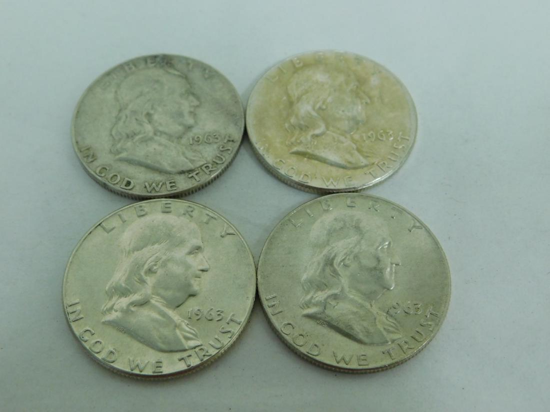 4 - 1963 FRANKLIN SILVER HALF DOLLARS (1 of 10)