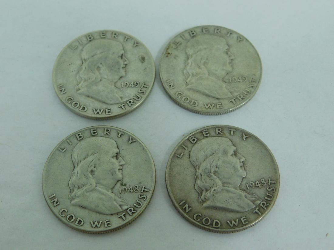 1948 & 1949 FRANKLIN HALF DOLLARS - 4 COINS (1 of 10)