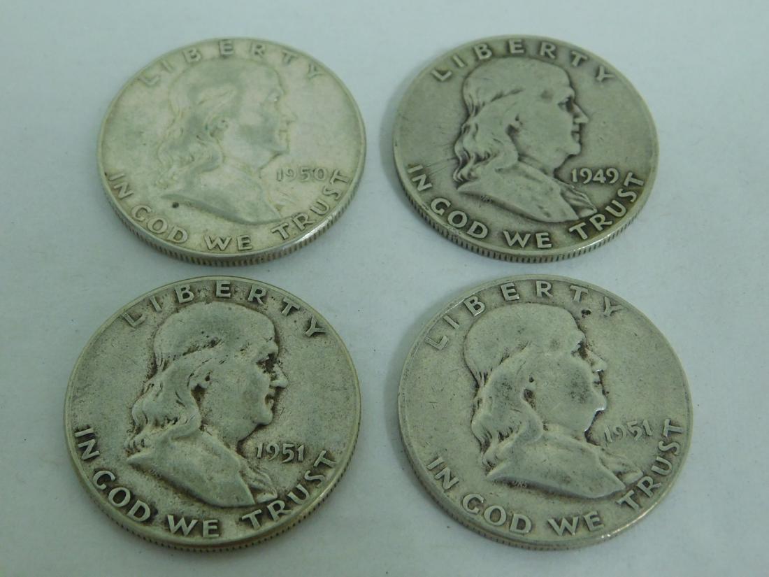 1949 - 1950 & 2 - 1951 FRANKLIN HALF DOLLARS (1 of 10)