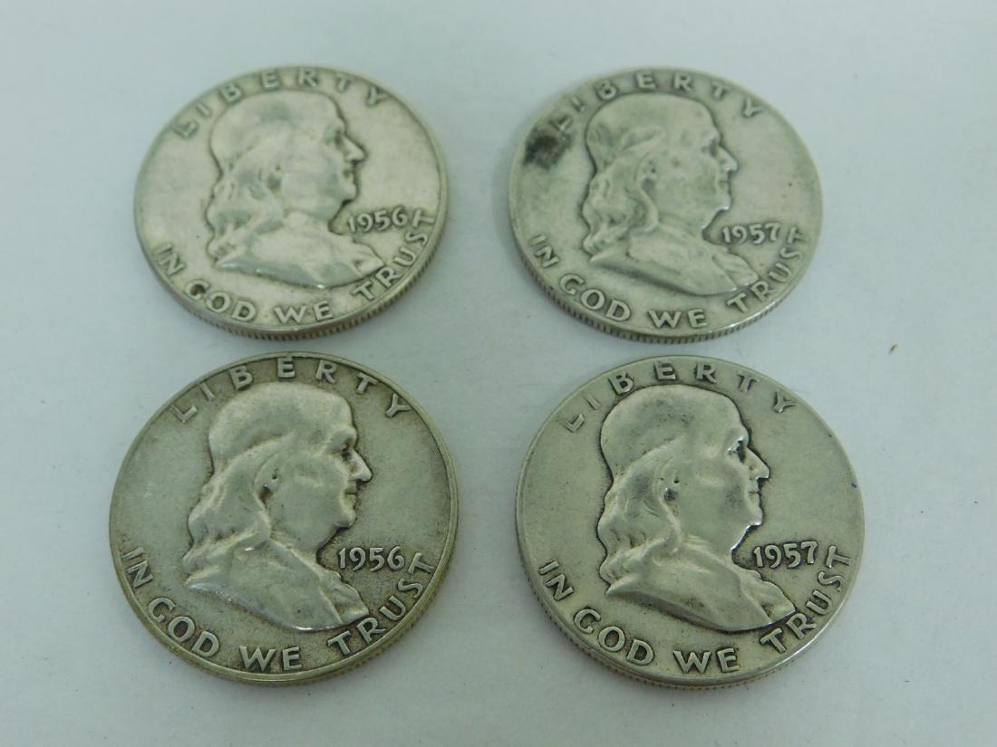 4 FRANKLIN HALF DOLLARS 1956 & 1957 (1 of 9)