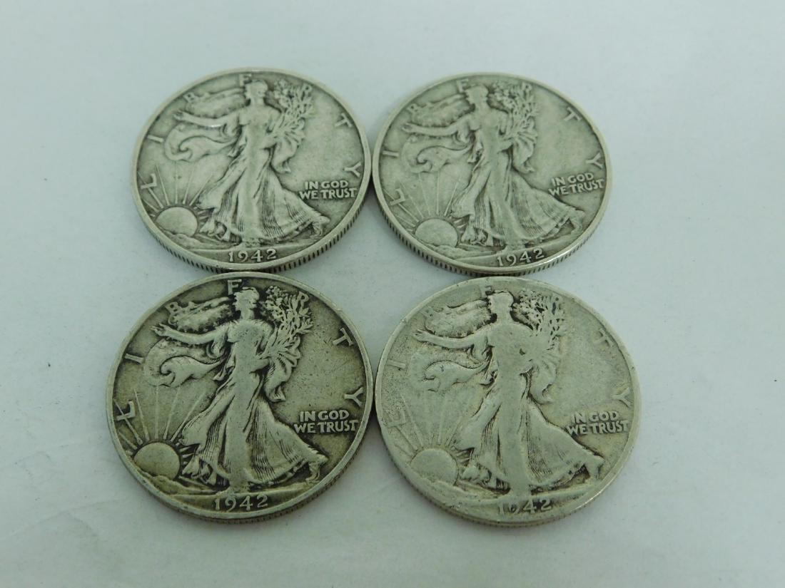 4 - 1942 WALKING LIBERTY SILVER HALF DOLLARS (1 of 10)