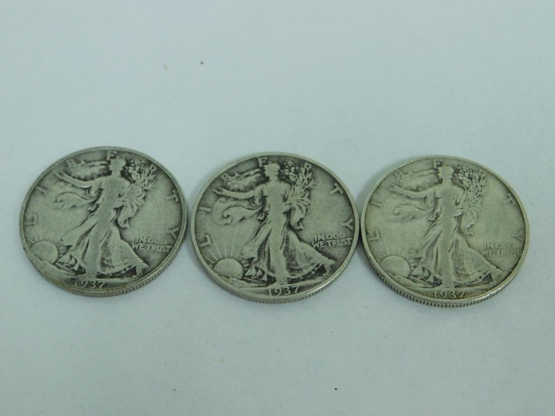 3- 1937 WALKING LIBERTY SILVER HALF DOLLARS (1 of 8)