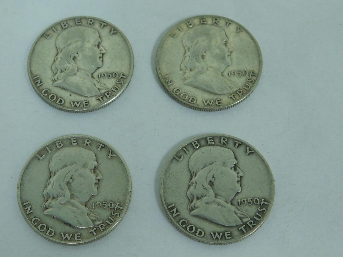 FOUR 1950 FRANKLIN HALF DOLLARS (1 of 9)