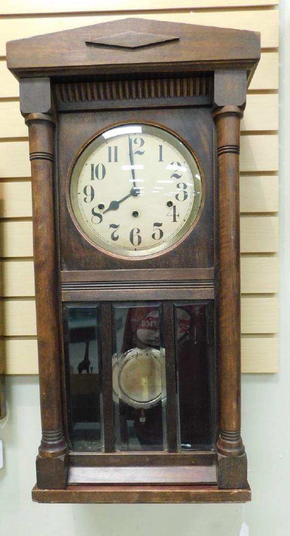 GERMAN ANTIQUE WESTMINSTER CHIME WALL CLOCK (1 of 9)