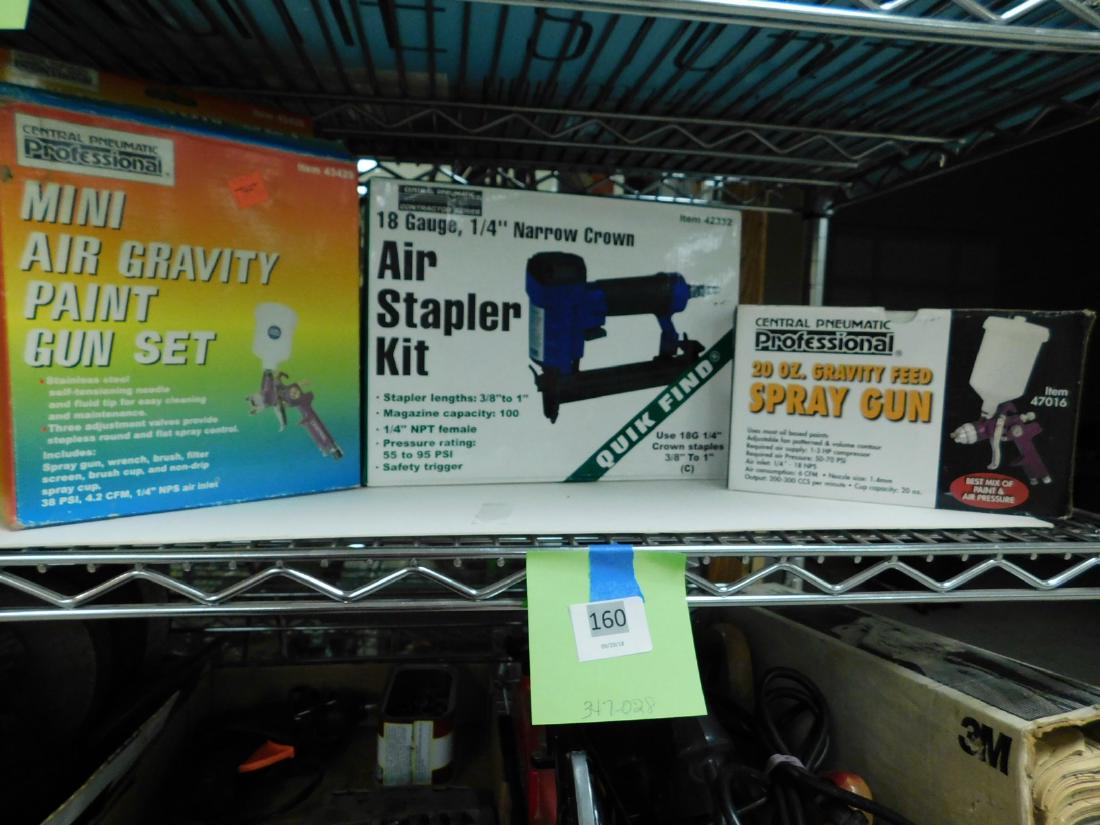 PAINT GUN -AIR STAPLER & SPRAY GUN: PAINT GUN -AIR STAPLER & SPRAY GUN - ALL IN BOXES FROM HARBOR FREIGHT - THEY ARE USED - GOOD CONDITION