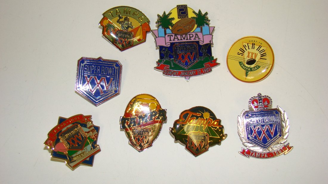 8 VARIOUS 1991 TAMPA BAY SUPER BOWL PINS (1 of 6)