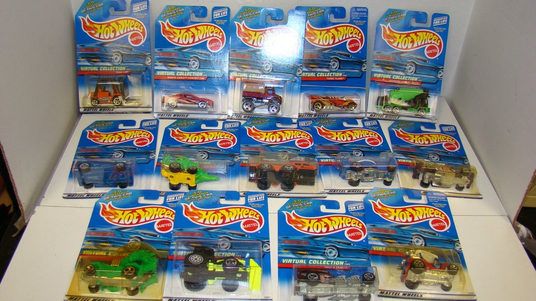 14 HOT WHEEL VIATUAL COLLECTION CARS NIP: 14 NIP 2000 HOT WHEELS VIRTUAL COLLECTION CARS - HOT SEAT - TRACTOR - RODZILLA - TEE'D OFF - SPEED-A-SAURUS - LAMBORGHINI DIABLO - THUNDERSTREAK, WAY-2-FAST AND ''VIRTUAL COLLECTION'' DIE-CAST CARS - 