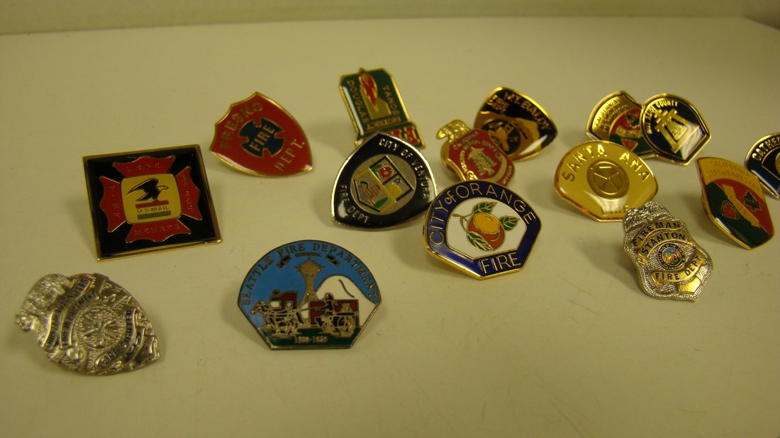 14 VARIOUS FIRE DEPT PINS (1 of 6)
