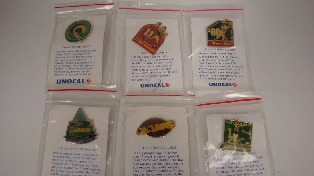 6 UNOCAL RAMS NFL PINS (1 of 4)