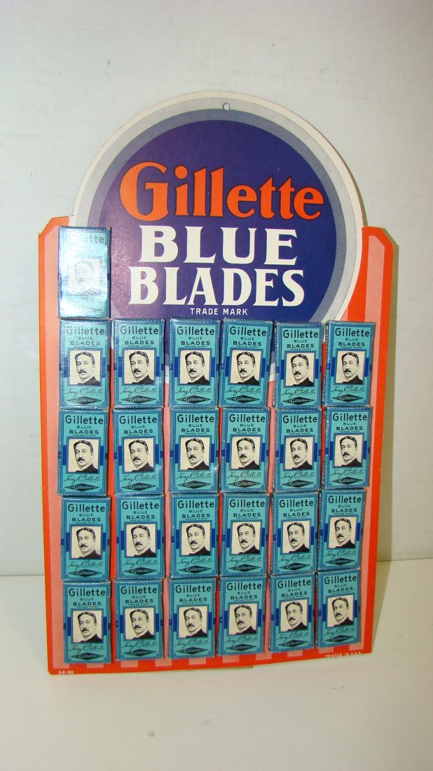 NEW/OLD STOCK GILLETTE BLUE BLADES STORE DISPLAY (1 of 4)