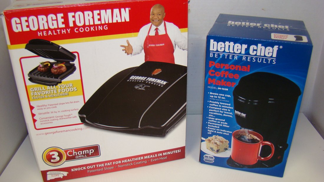 LIEK NEW FOREMAN GRILL & NIB COFFEE MAKER (1 of 6)