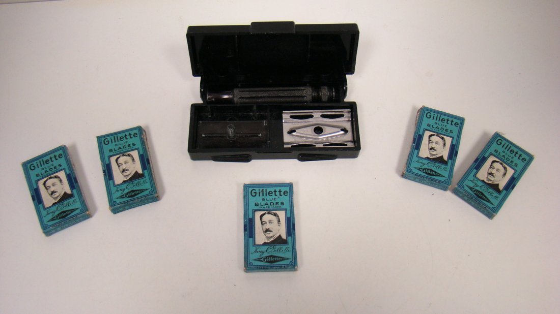 NEW/OLD STOCK GILLETTE TRAVEL RAZOR & BLADES (1 of 6)