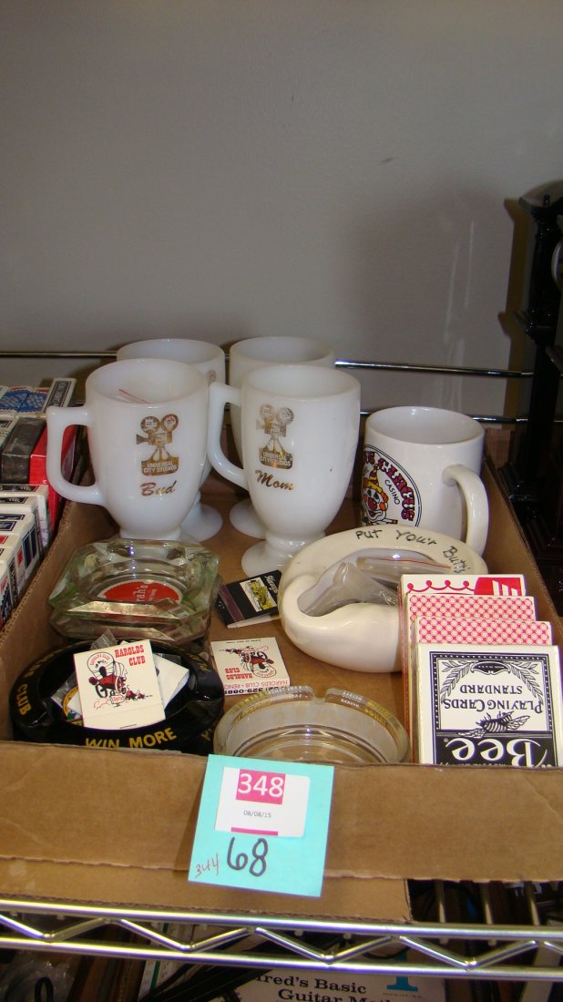 BOX LOT - VINTAGE GLASS CASINO ASHTRAYS (1 of 3)