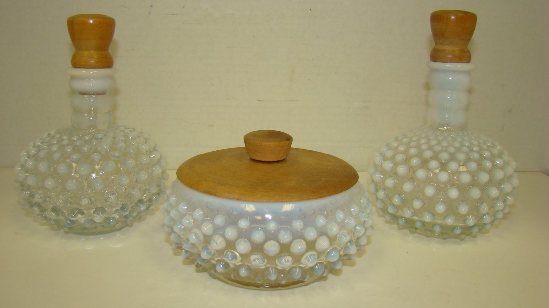 3 PC IRRIDESCENT HOBNAIL DRESSER SET (1 of 5)
