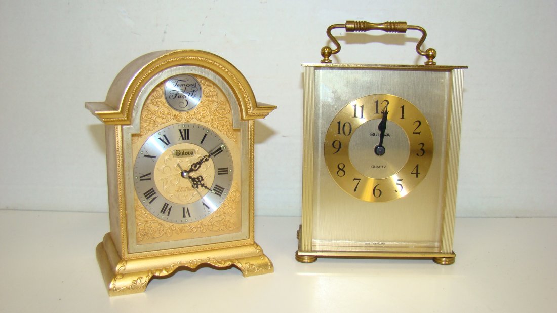 2 SMALL BULOVA CARRIAGE CLOCKS (1 of 6)