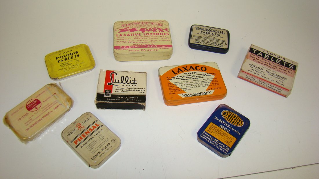 9 NEW/OLD STOCK MEDICINE TINS (1 of 5)
