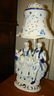 PAIR BLUE/WHITE PORCELAIN VICTORIAN STYLE LAMPS - 3