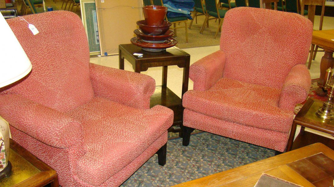 PR RED & WHITE UPHOLSTERED ARM CHAIRS (1 of 4)