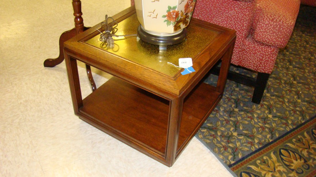 PR SQUARE END TABLES-ETCHED BRASS TOP INSERTS (1 of 2)