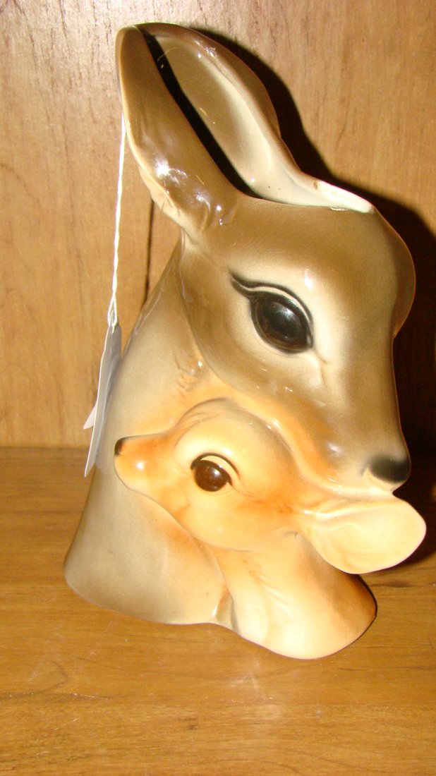 ROYAL COPLEY POTTERY MAMA & BABY DEER VASE (1 of 3)